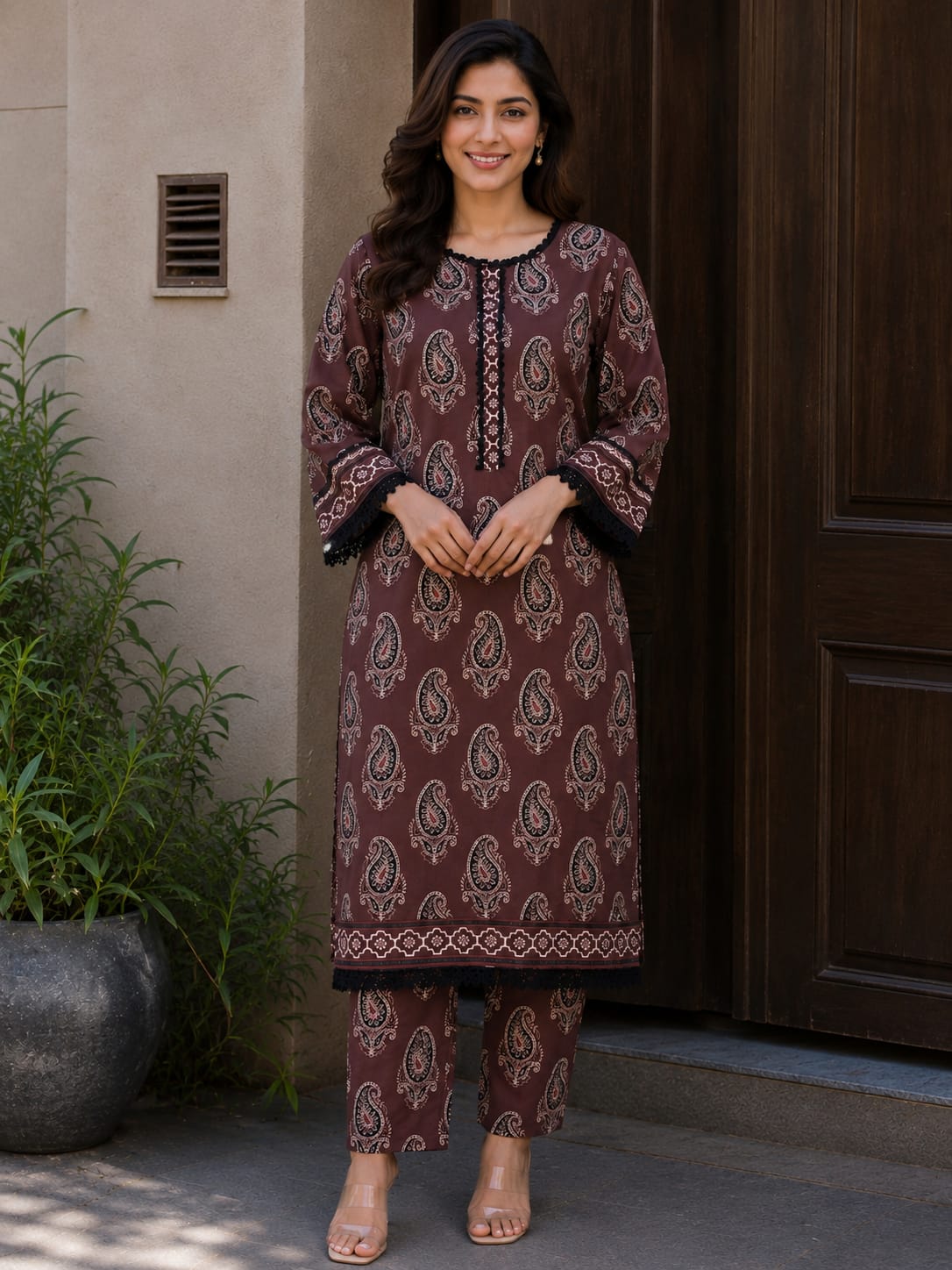 Riwaaya Studio – Cocoa Paisley Printed 2-Piece Suit
